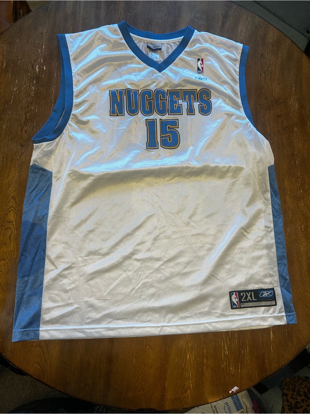 Carmelo Anthony vintage Reebok Denver Nuggets #15 White NBA Jersey licensed XXL